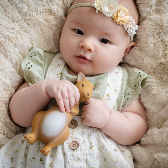 Tikiri Toys LLC - Wholesale Bath Toy - Baby - Kangaroo Natural Rubber Teether, Rattle & Bath Toy