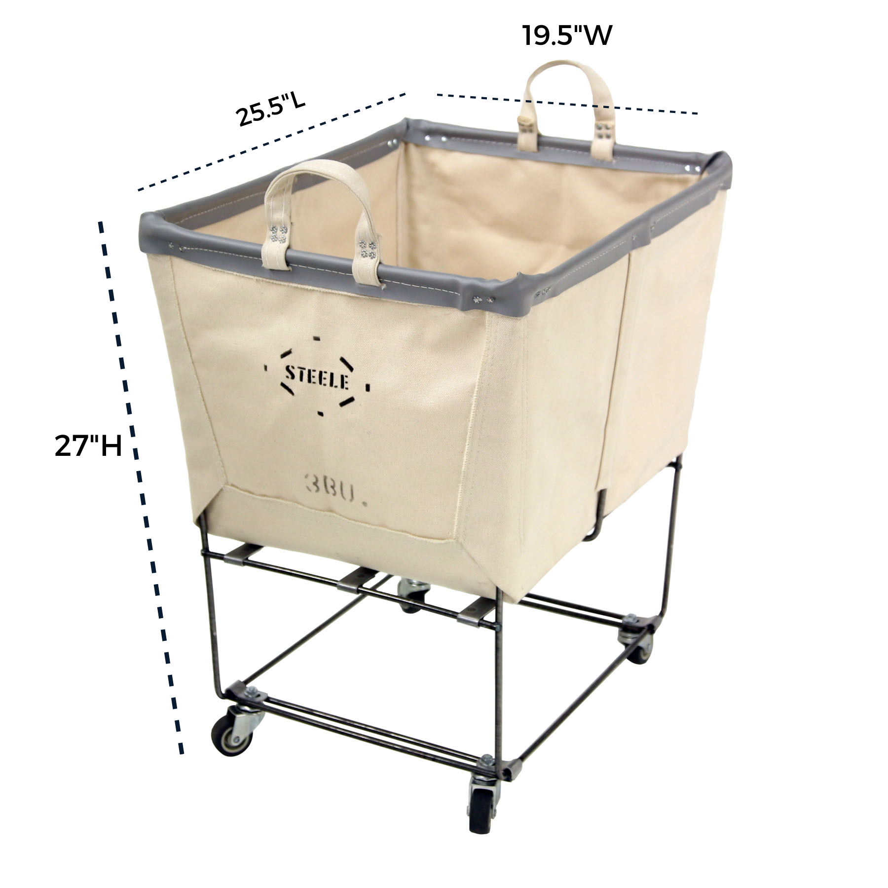 Steele Canvas Basket Corp. - Wholesale Laundry Basket - Canvas Elevated Truck - Permanent Style 3 Bu16
