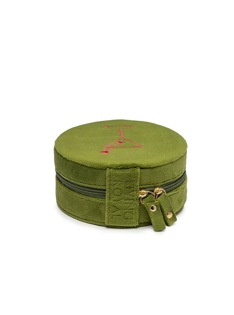 Living Royal - Wholesale Travel Container - Velvet Jewelry Zip Case / Travel Organizer - Martini - Olive4