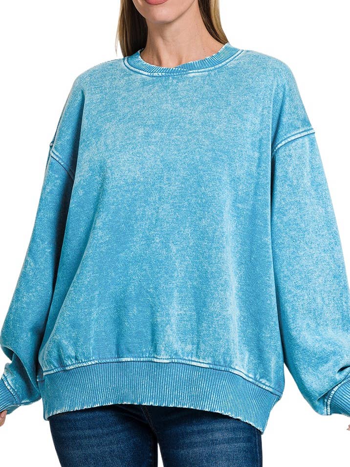 Pull polaire surdimensionné délavé à l'acide pour la vente par Vanilla Monkey