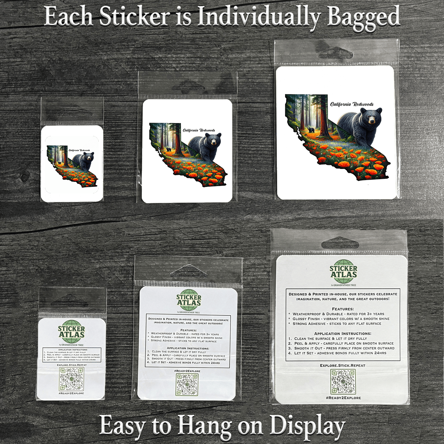 Sticker Atlas - Wholesale Sticker - California State Bear & Poppies Sticker1