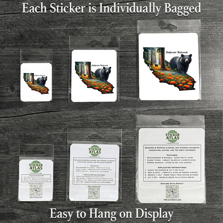 Sticker Atlas - Wholesale Sticker - California State Bear & Poppies Sticker1