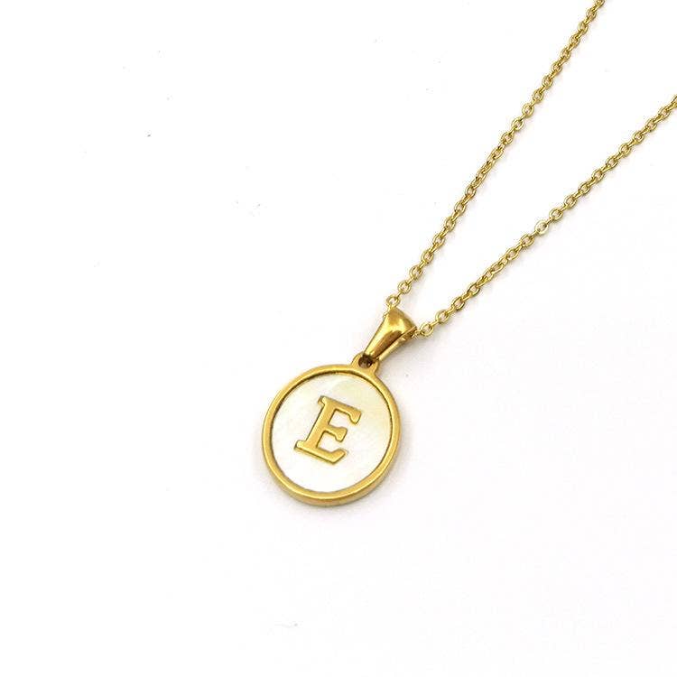 Mio Queena - Wholesale Pendant/Charm Necklace - Round 18K Gold-plated Stainless Steel 26 Letters Necklace6
