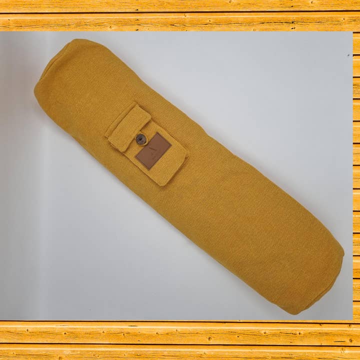 Eco Friendly Cotton Linen Yoga Mat Bag, Yoga Bag Mustard for wholesale by Amisity Ltd