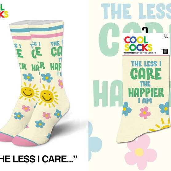 The Less I Care - Womens Crew Folded for wholesale by Cool Socks