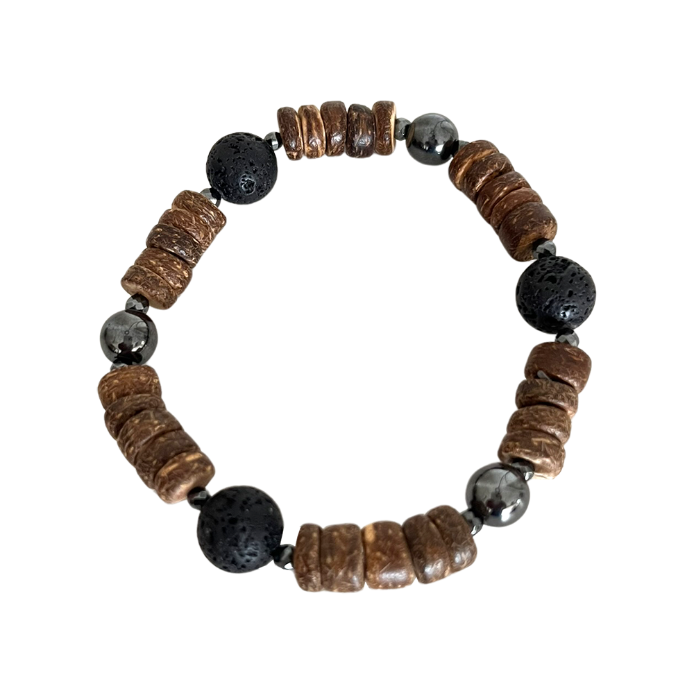 VIE – wholesale Beaded bracelet – Coconut Rondelle Beads Bracelet, with Oil Diffuser Lava Rock1