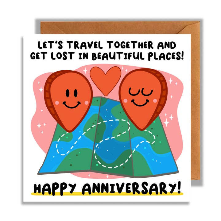 Anniversary Card – Let’s Travel Together | Map Paper Card for wholesale by Studio Arca