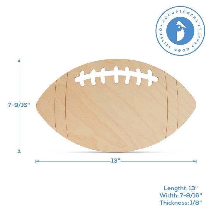 Woodpeckers Crafts - Wholesale Cutouts - Wood Football Cutout, 13"