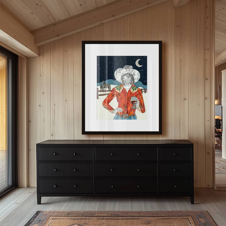 Art Print | Cowgirl & Horse Wall Art | READY FOR THE ROUNDUP for wholesale by Dolan Geiman