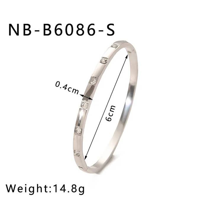 Sweet Cherry Sky - Wholesale Bangle Bracelet - Silver Bangle Bracelets Stainless Steel Bracelet Silver7