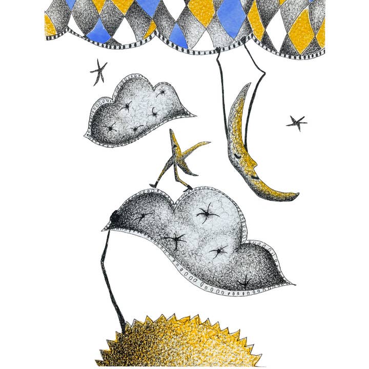 O sol, a lua e as estrelas - Cartão de Saudações Ilustrado por atacado de Hello Magpie