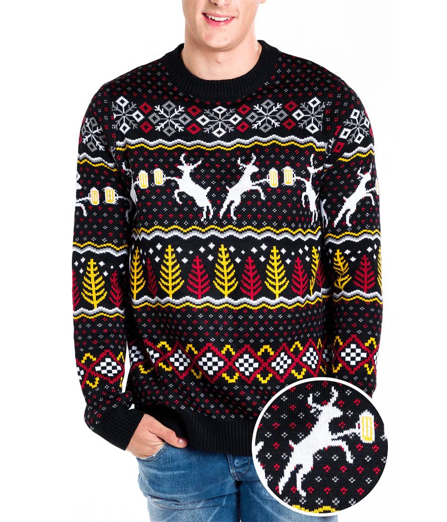 Tipsy Elves – Engroshandel Pullover - Herre – Caribrew Øl Sweater - Herre Fair Isle Juletrøje