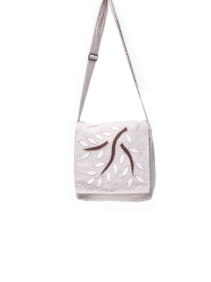 Falling Leaves Cotton Crossbody Flap Bag for wholesale by Earth Divas