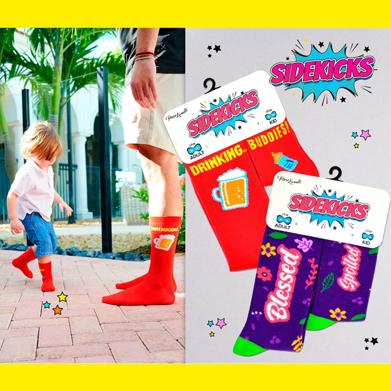 Boogie Toes - Wholesale Socks - Unisex - Sidekicks Adult Child Matching Sock Sets 36 to 48 pc Prepack1