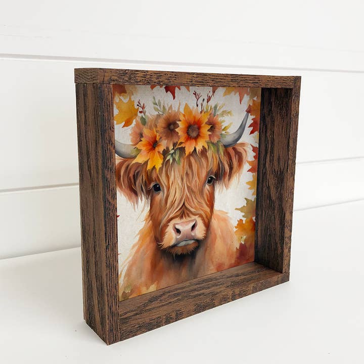Hangout Home - Wholesale Art Print - Fall Farm Highland Cow - Cute Animal Wall Art - Highland Cow1