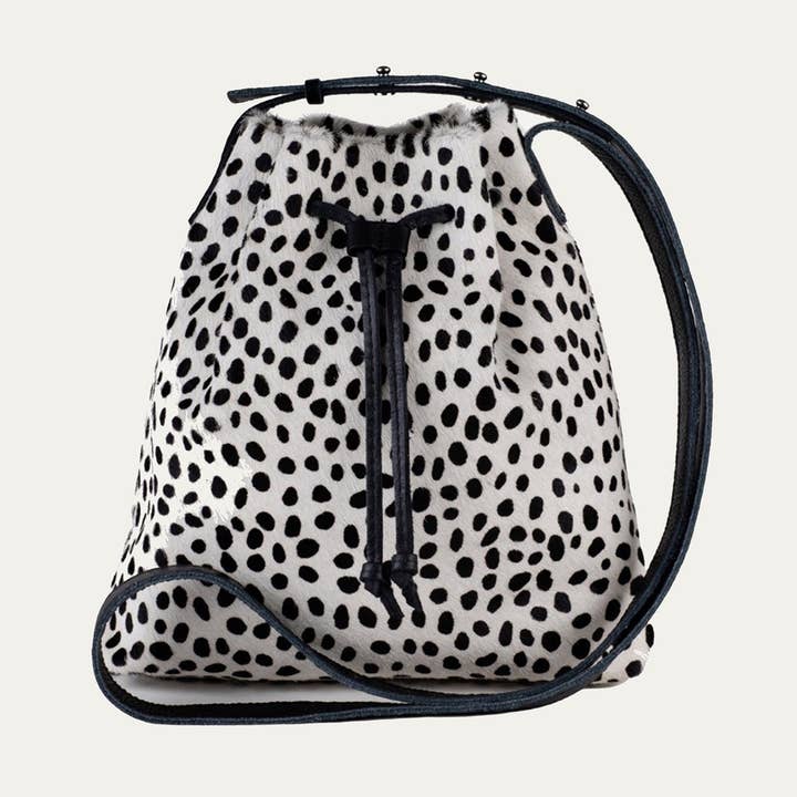 Mini schoudertas zwart wit cheetah zilver hardware voor wholesale door Paulyjen