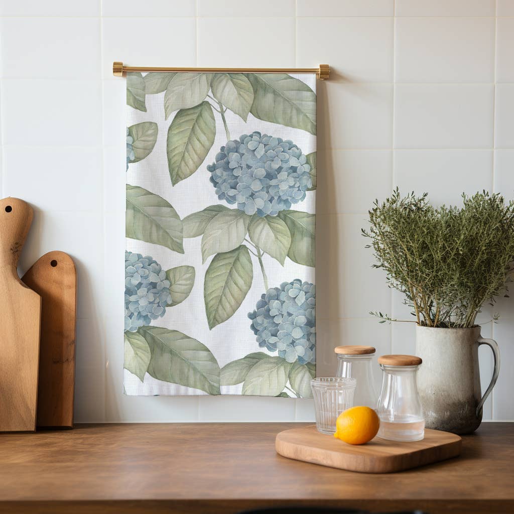Sarah Rose - Wholesale Tea Towel - Hydrangea Organic Linen Tea Towel