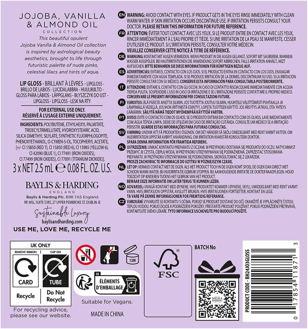 Beauty Goddess – wholesale Lip-gloss – Baylis & Harding Jojoba Glossy Lip Trio Gift Set6