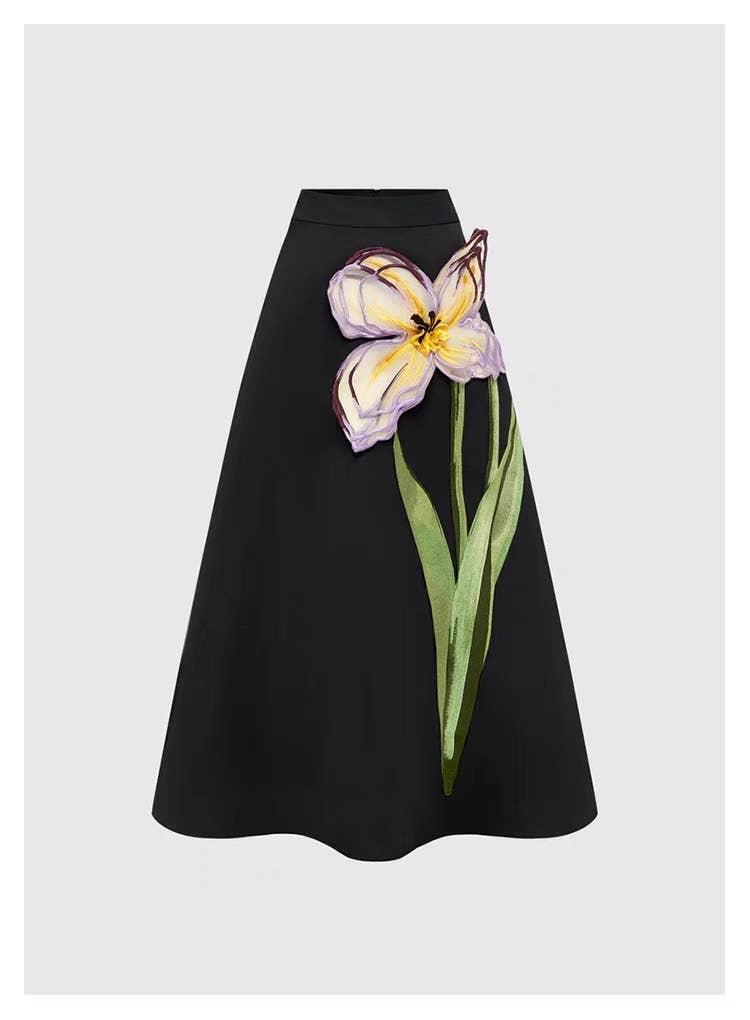 Productseeker - Vendita all'ingrosso Completo top e gonna - Donna - Completo Estivo Elegante 3D con Fiori a Maniche Corte e Gonna 21Y5