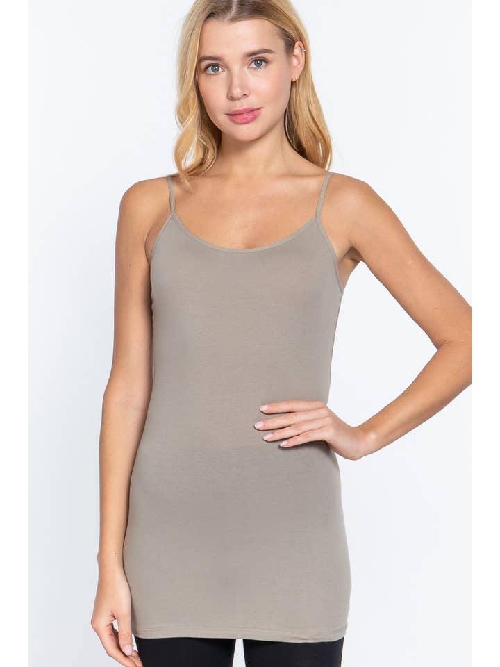 Active Basic | Active USA - Wholesale Camisole - Women's - Basic Tunic Cami w/adjustable Spaghetti Straps3