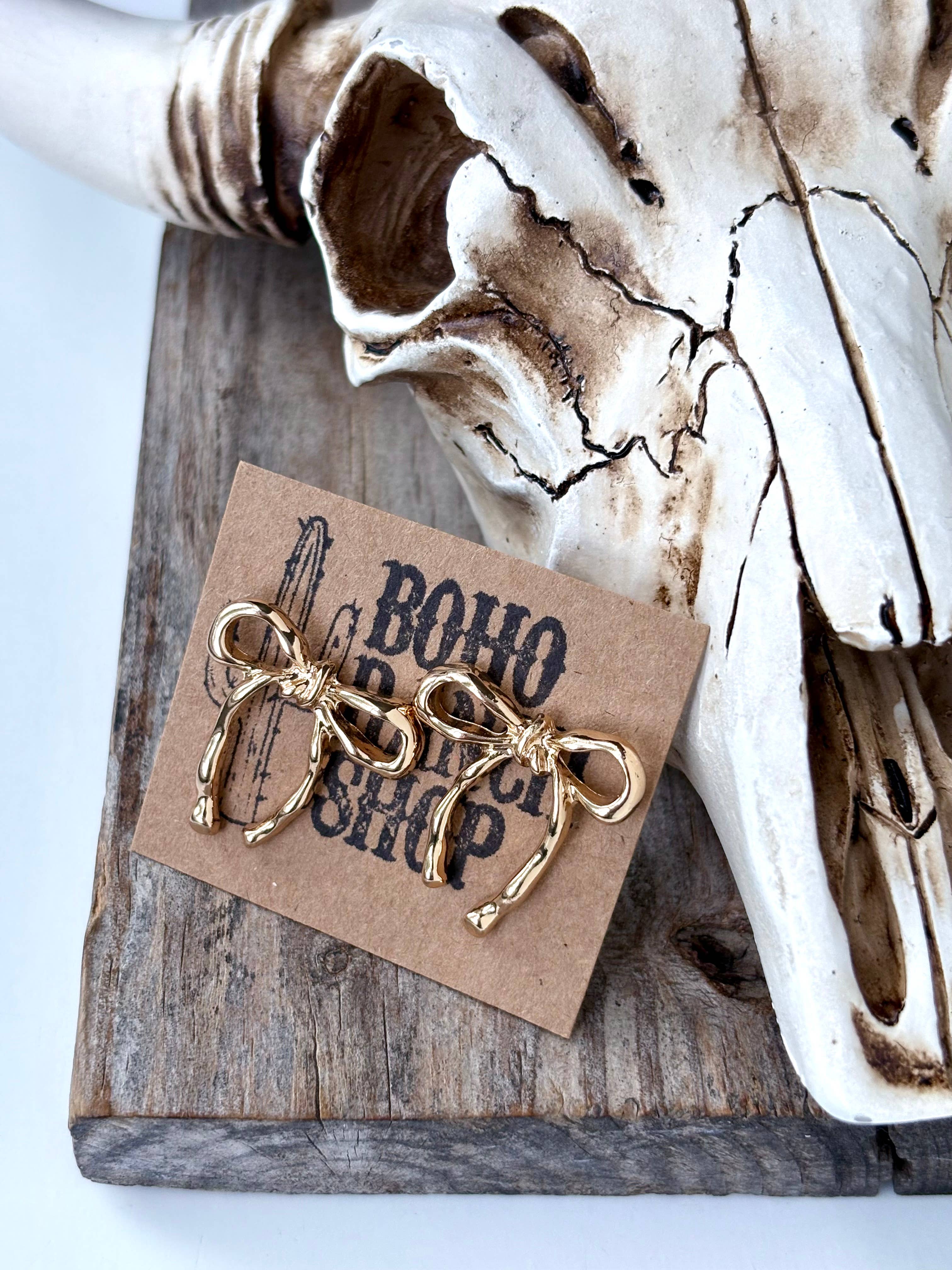 Boho Ranch Shop - Wholesale Stud/Post Earrings - Western Style Coquette Bow, Ribbon Stud Earrings0