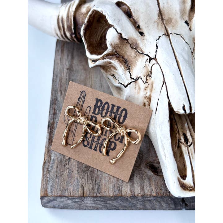Boho Ranch Shop - Wholesale Stud/Post Earrings - Western Style Coquette Bow, Ribbon Stud Earrings