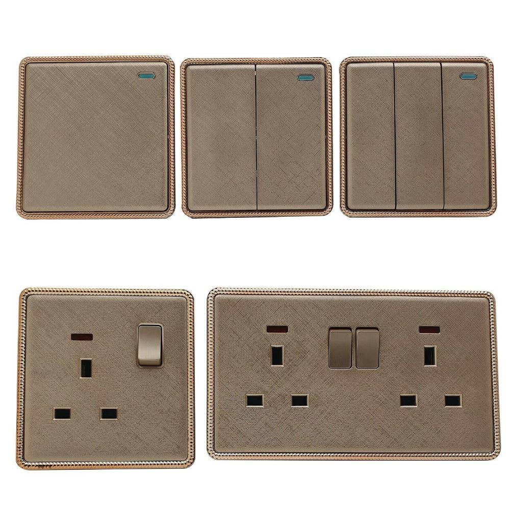 Ledsone - Wholesale Light Switch Cover/Plate - Screwless Textured Gold Light Switches & Socket7