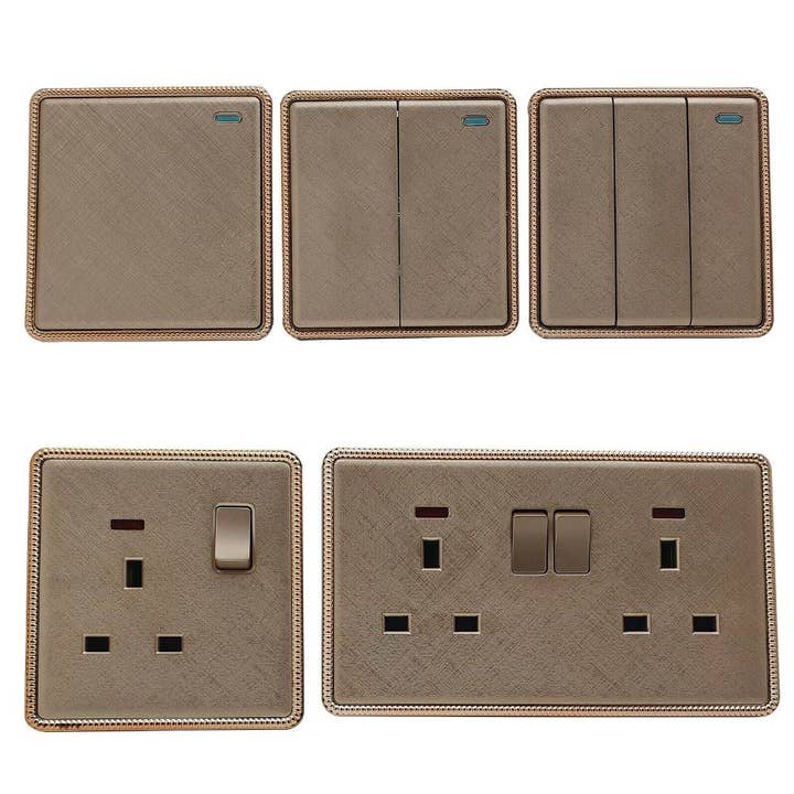 Ledsone - Wholesale Light switch cover/plate - Screwless Textured Gold Light Switches & Socket7