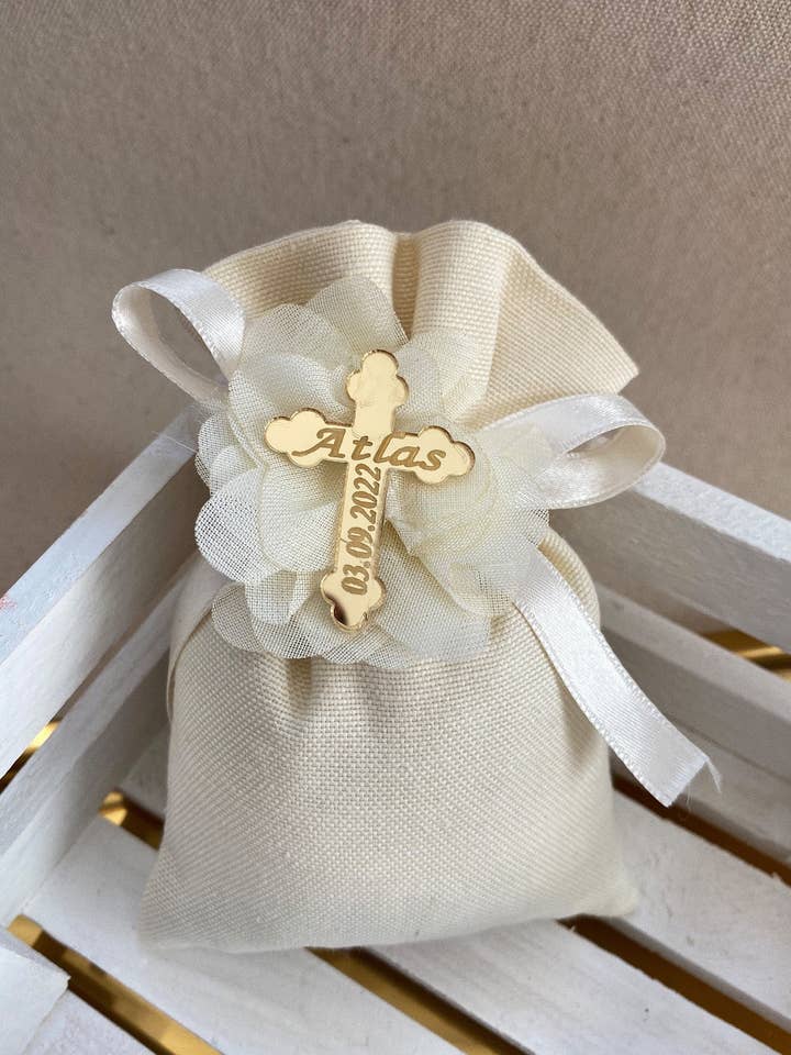 Baptism Favor Bags, First Communion Favors, Personalized for wholesale by Uniq Favors