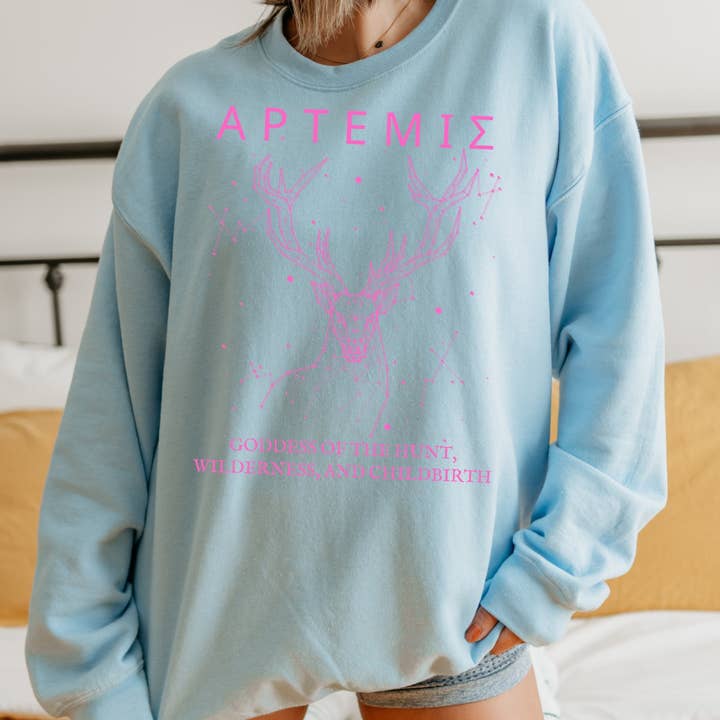 AFAdesignsCo – Engroshandel Grafisk Sweatshirt - Dame – Aptemis Goddess T-shirt, Halloween-skjorte, Halloween-T-shirt, Halloween-gave, græsk mytologiskjorte3