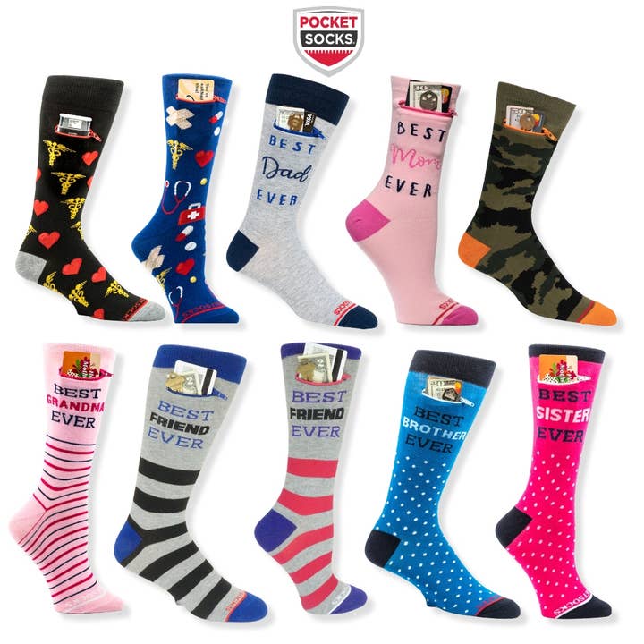 Pocket Socks - Wholesale Socks - Unisex - Hospital Gift Shop Bundle