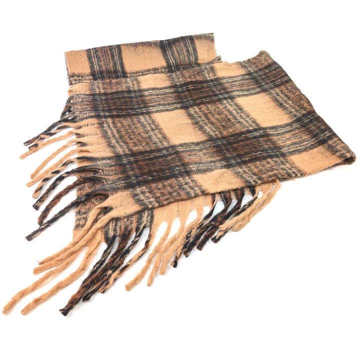 White Neutrals Check Plaid Poncho - Thick Cosy Feel for wholesale by Black Ginger