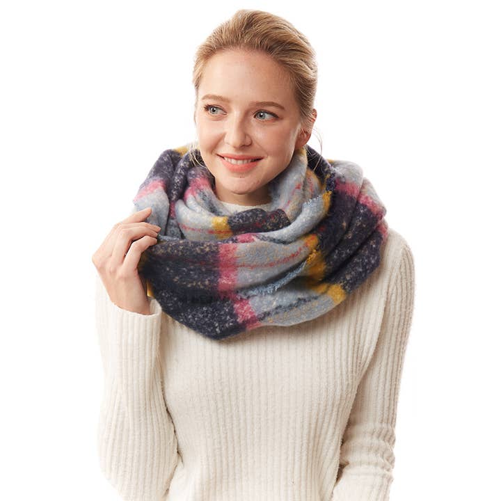 Hana - Wholesale Scarf - Women's - Colorful Plaid Infinity Scarf11