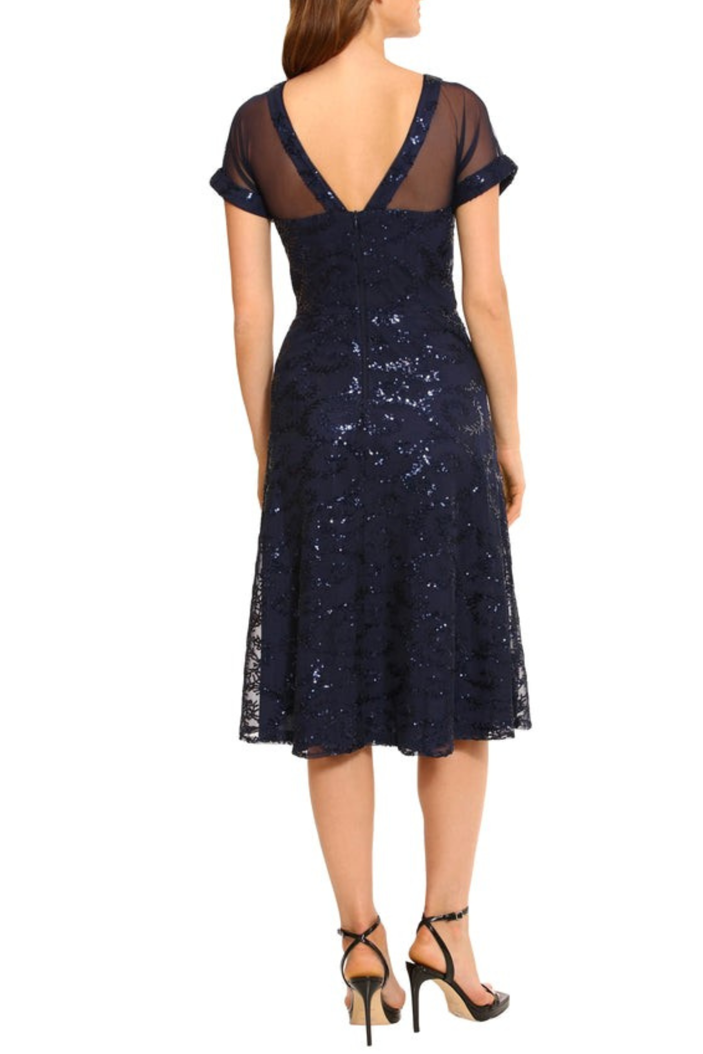 NAVY Maggy London Illusion Neck Sequined A-Line Dress for wholesale on Faire1