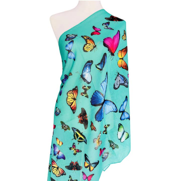 JC Sunny Fashion - Wholesale Scarf - Women's - JC021042 JC Signature Multicolor Butterfly Scarf
