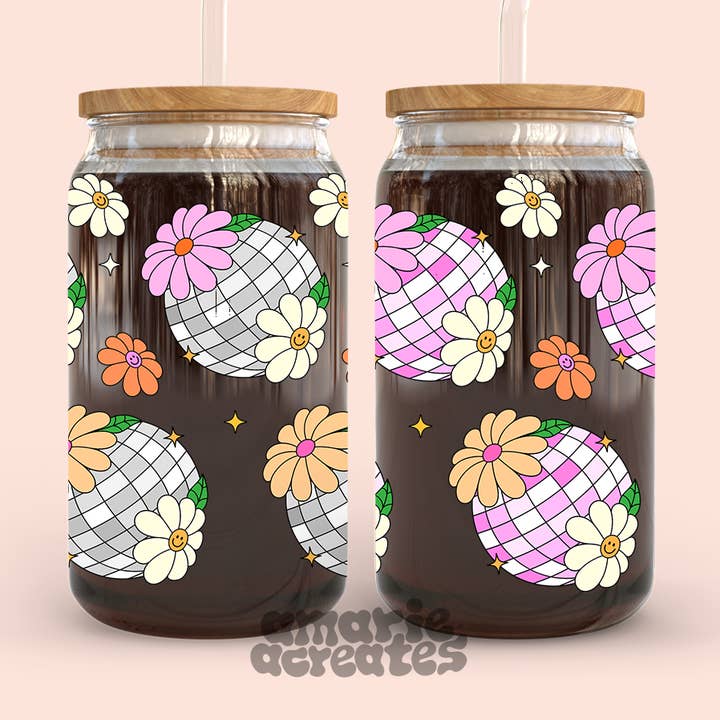 Disco Flower Glas Cup för wholesale av amarieacreates