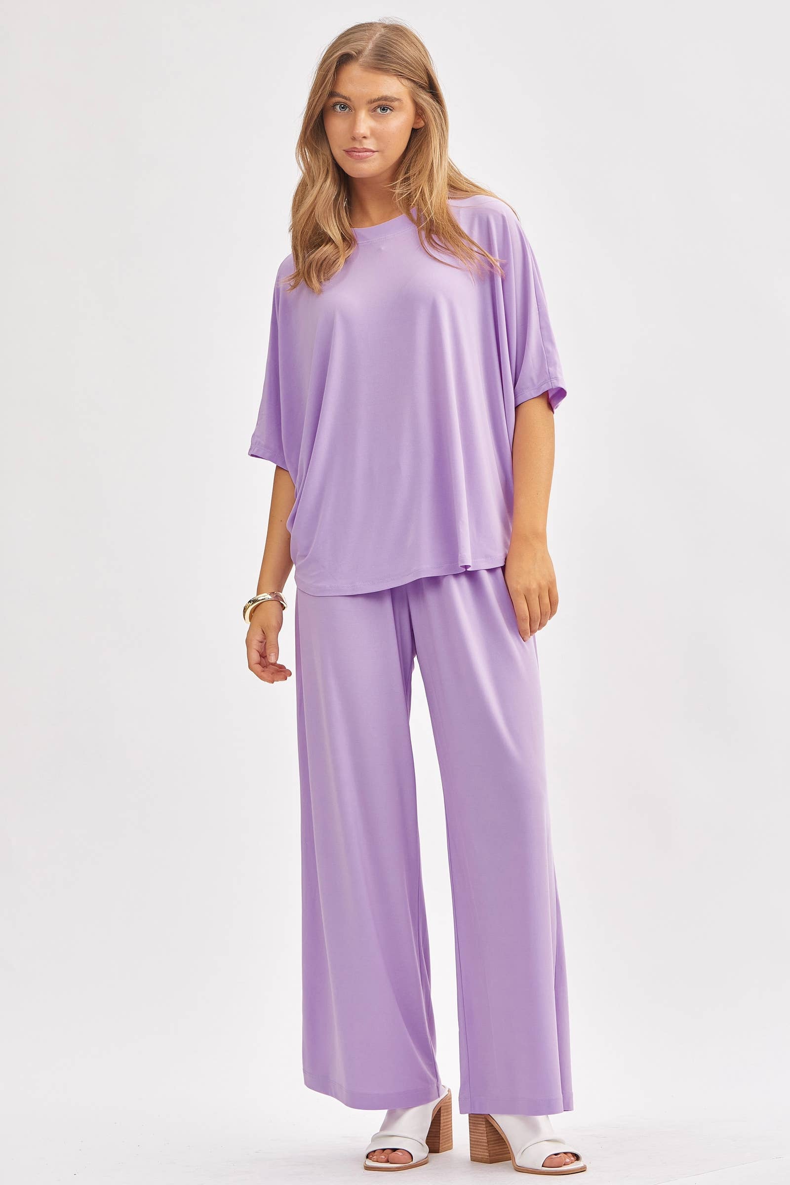 Dear Scarlett - Vendita all'ingrosso Completo top e pantaloni (NON loungewear) - Donna - Completo fluido con top ampio stile poncho e pantaloni larghi TRVSET-COASTAL16