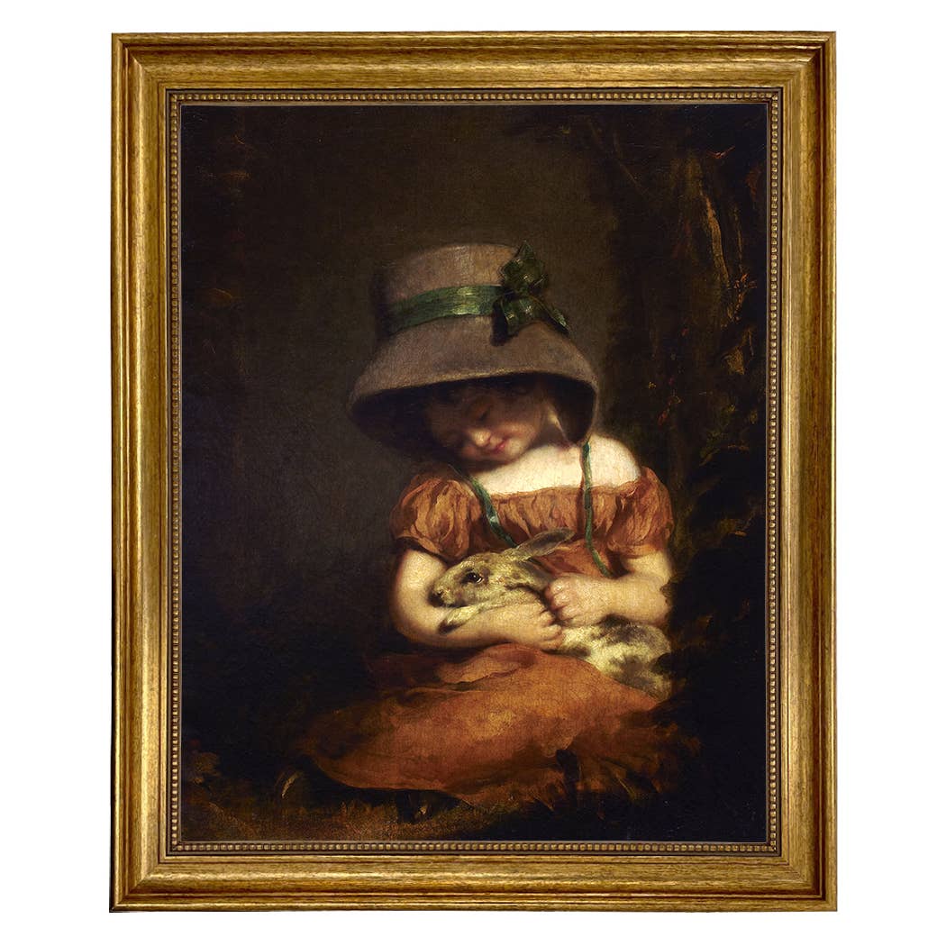 Madison Bay Co. - Historical Home Decor Reproductions - Vente Tableau/dessin - Fille avec lapin Impression de peinture vintage sur toile3