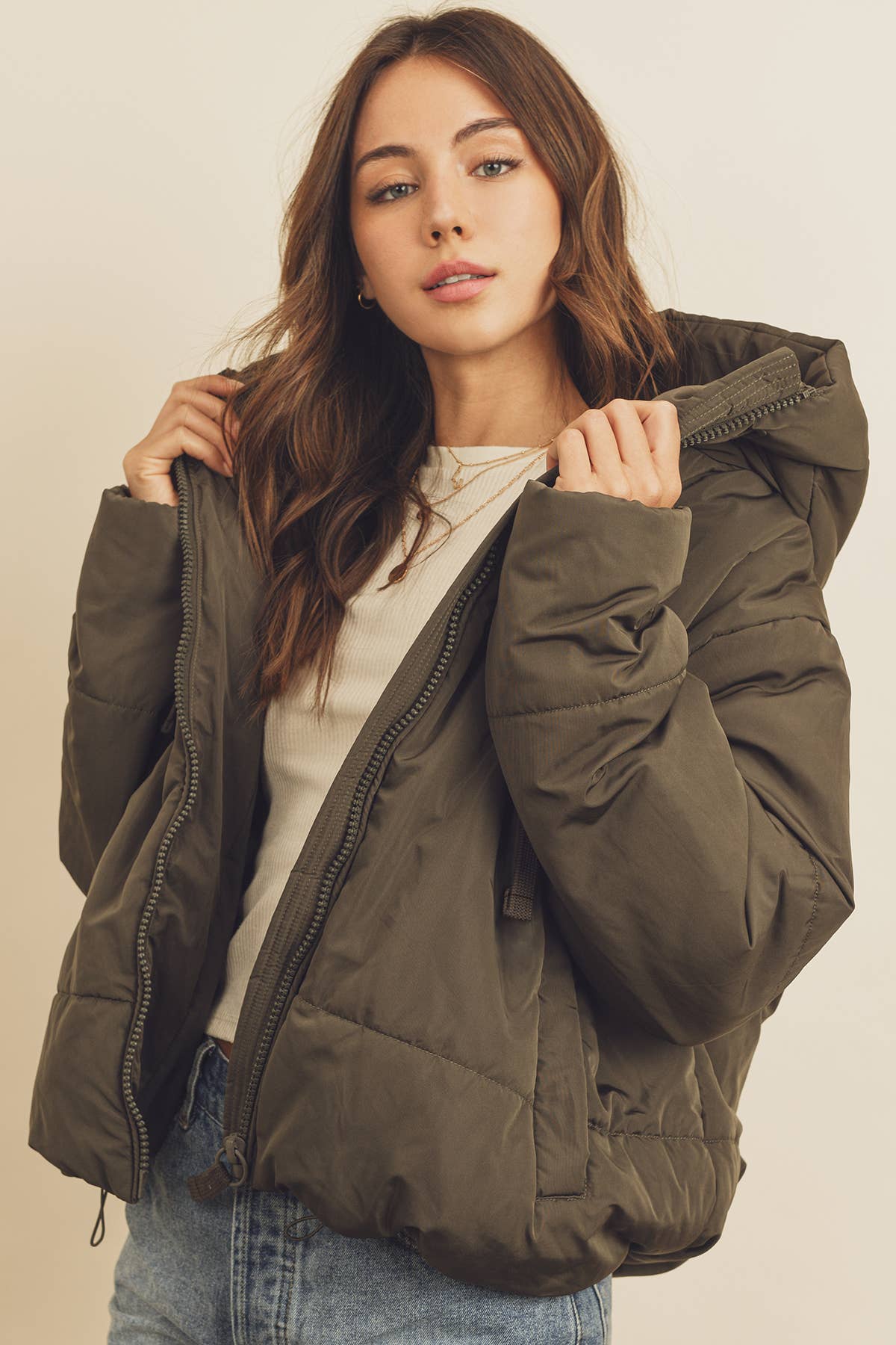 Dress Forum - Vente Doudoune – femme - Doudoune à capuche avec cordon de serrage FJ442430