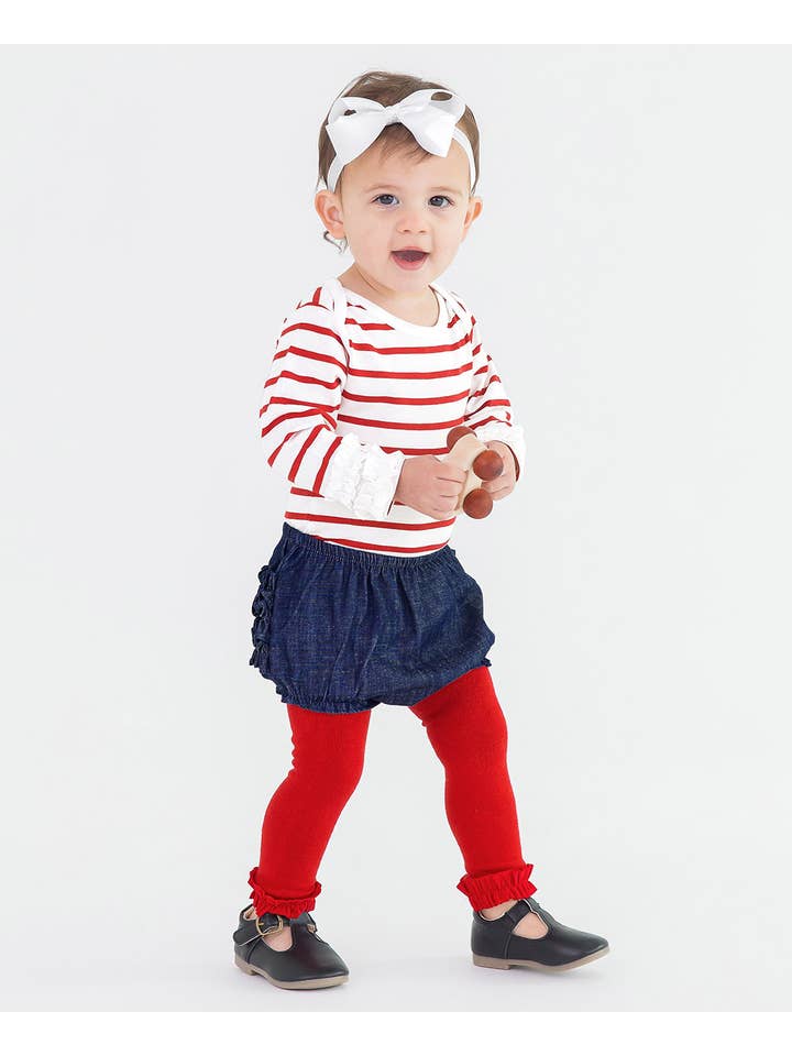 Girls Red Footless Ruffle Tights for wholesale on Faire