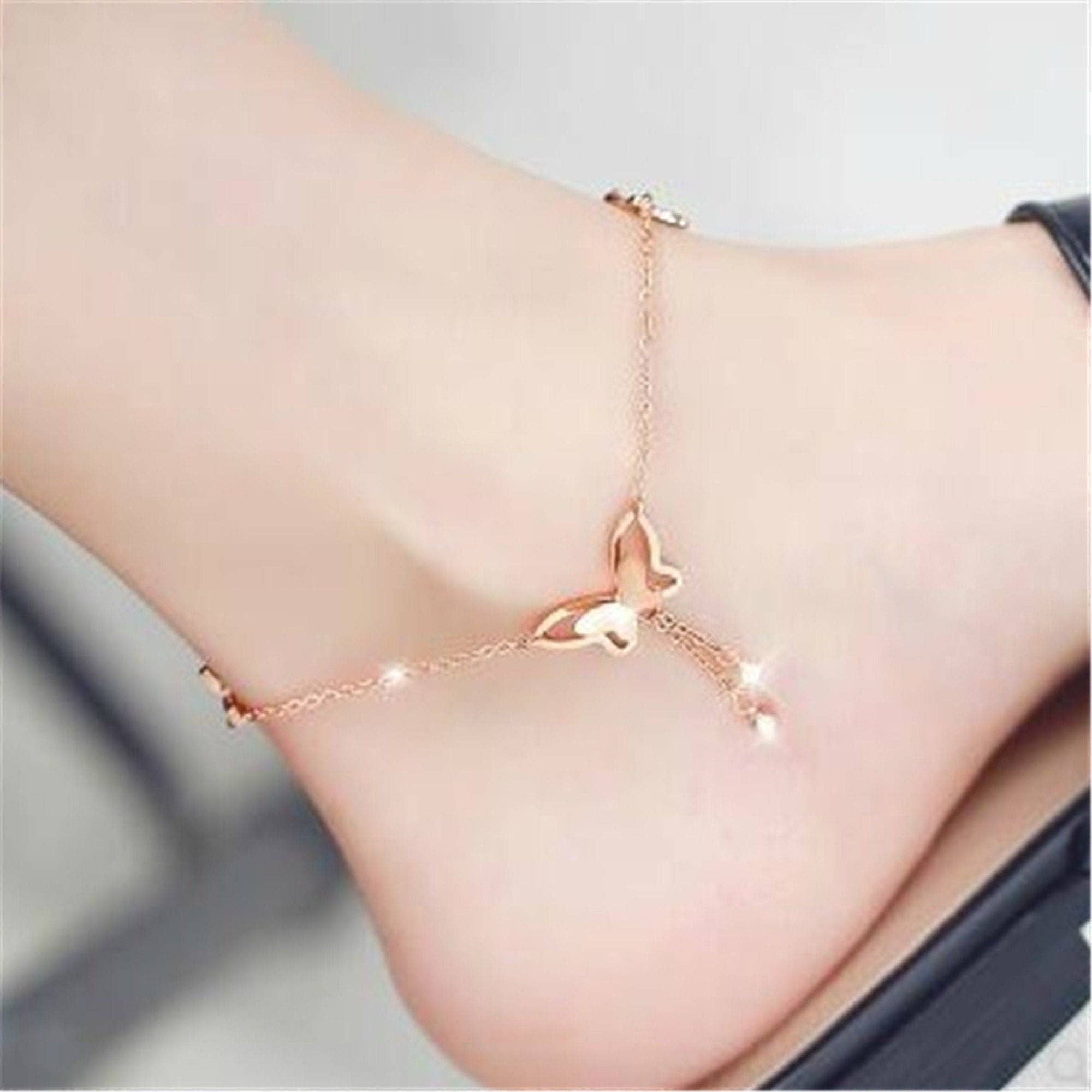Perimade & Co. LLC - Wholesale Anklet - Dainty Cute Butterfly Ankle Bracelet Anklet in Solid Copper5