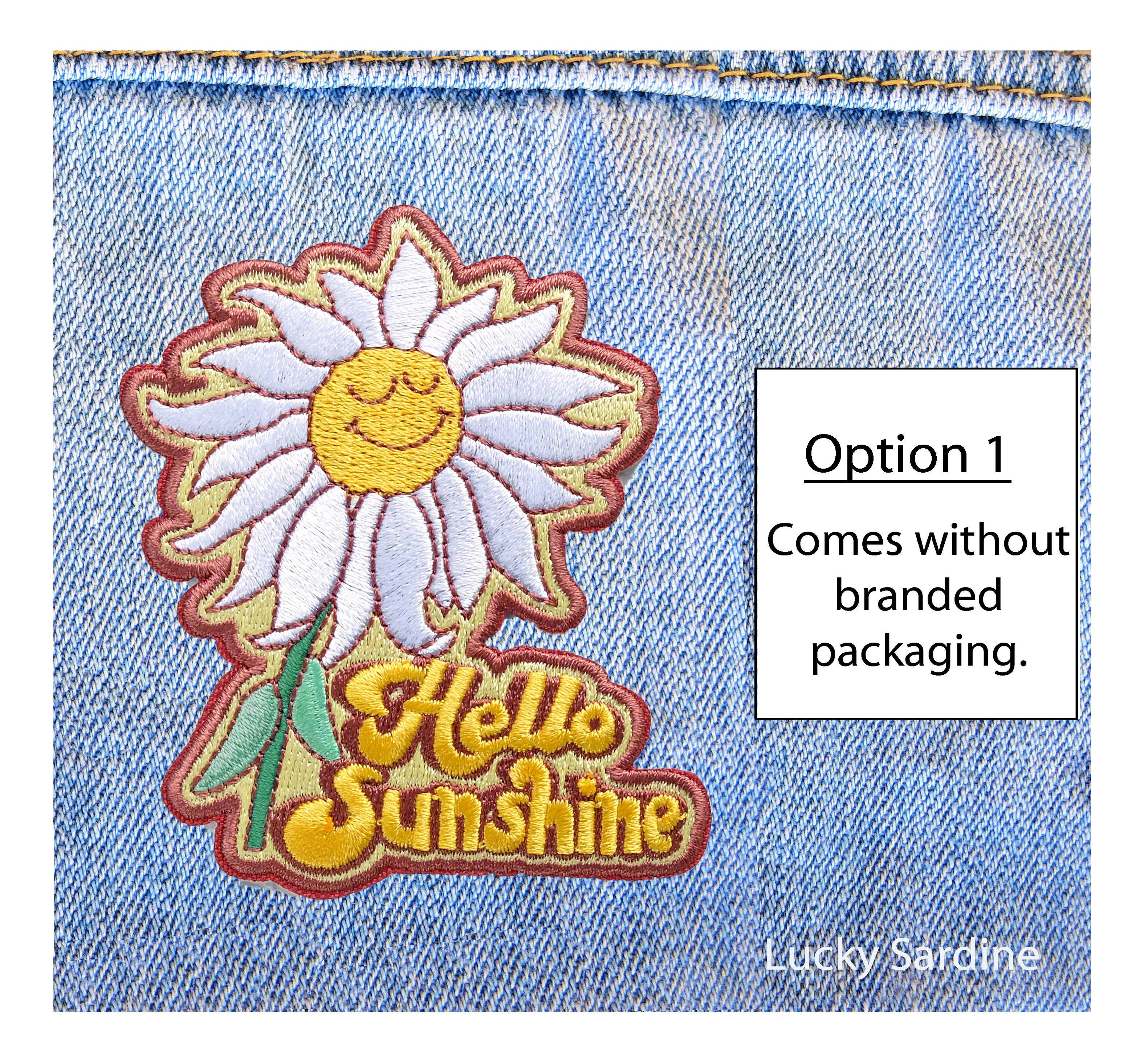 Lucky Sardine – Emblema por atacado – Hello Sunshine Daisy Flower, Patch de Ferro Bordado Retro0