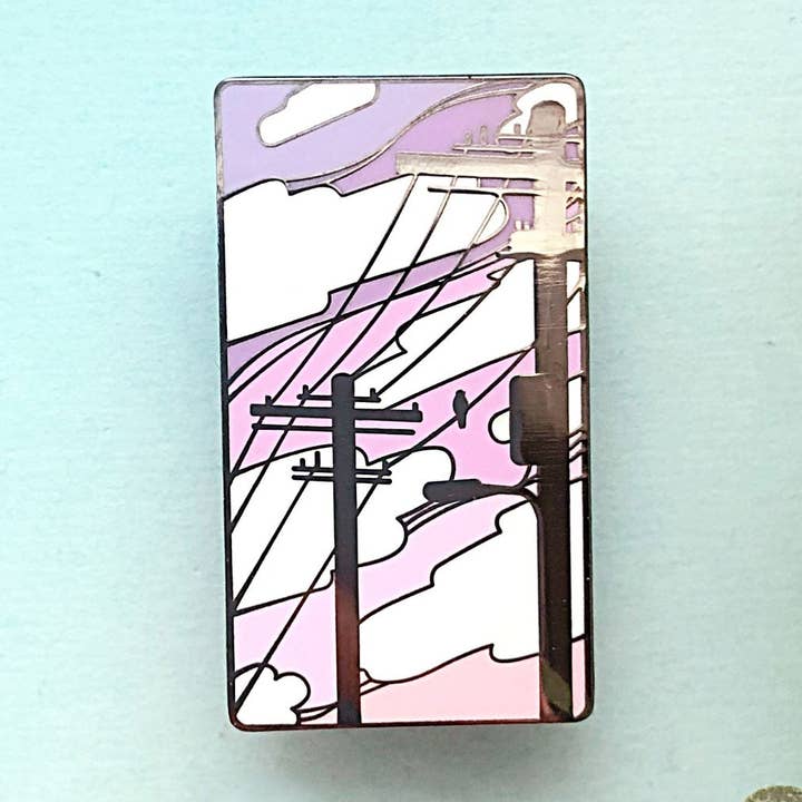 Épinglette en émail Electric Trees Vaporwave pour la vente par Alum and Ink
