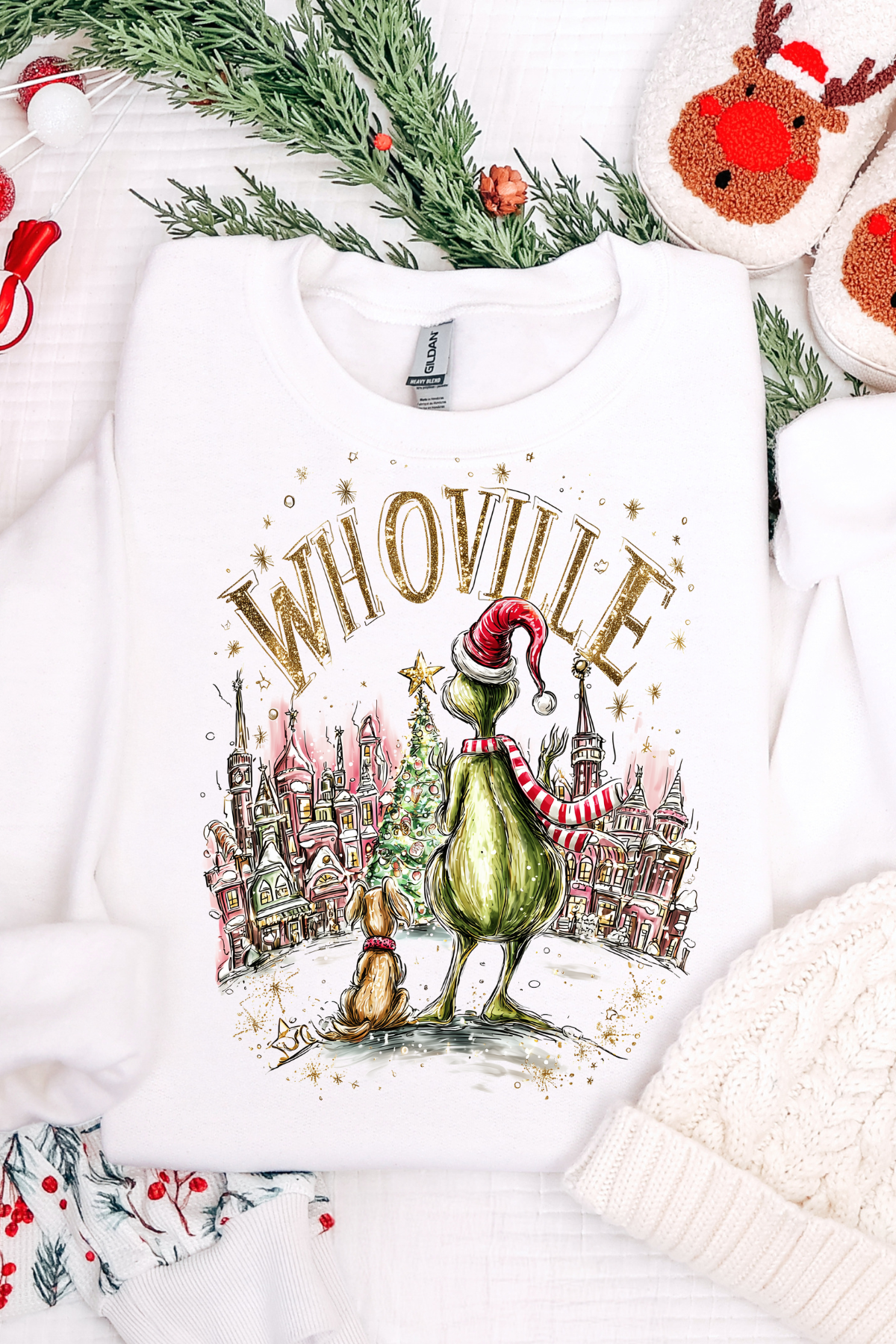 Gambi's Tees - Wholesale Graphic Sweatshirt - Women's - Golden Whoville Sweatshirt3