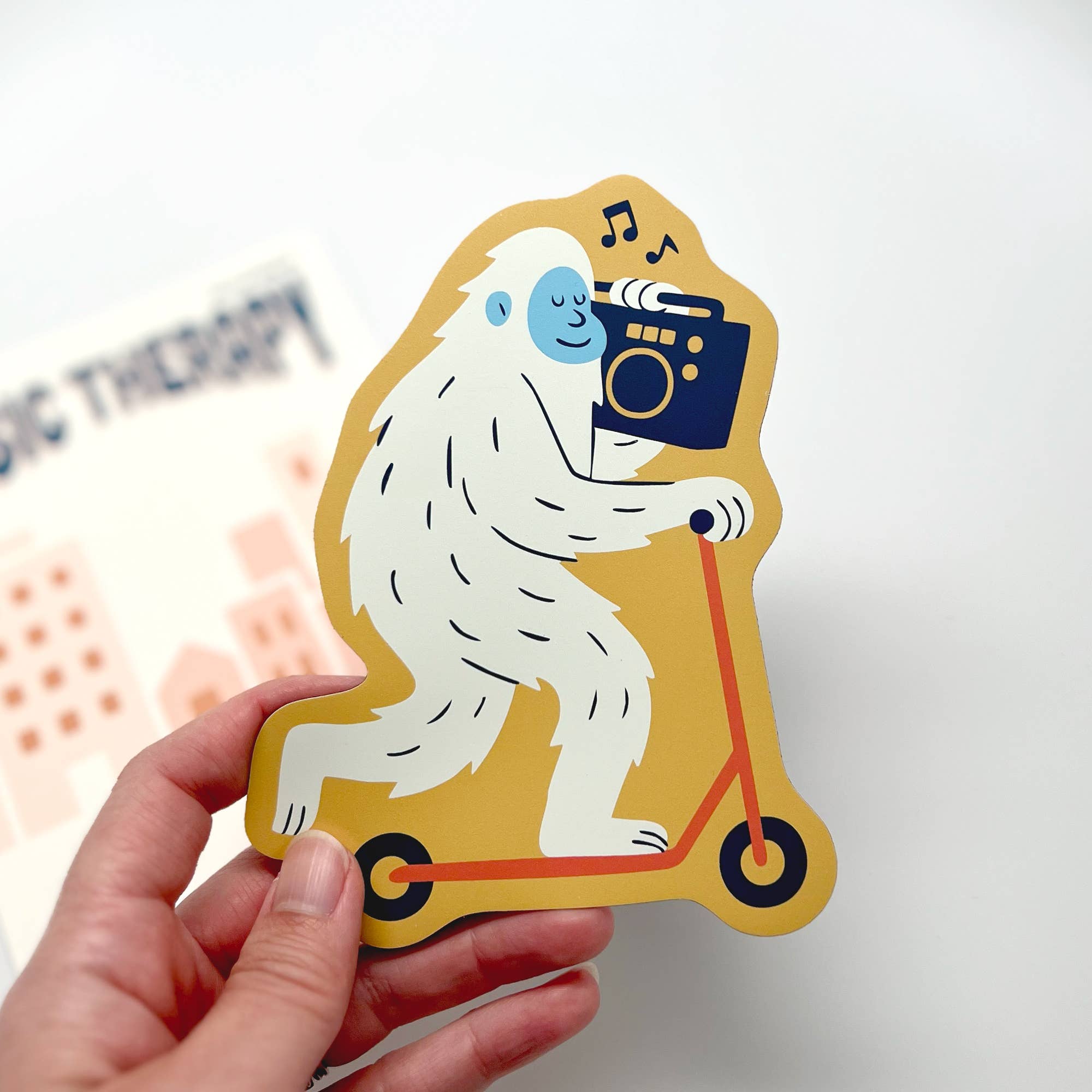 Sungy Side Up - Wholesale Magnet - Yeti Scooter Magnet – Quirky Music Therapy Die Cut Magnet4