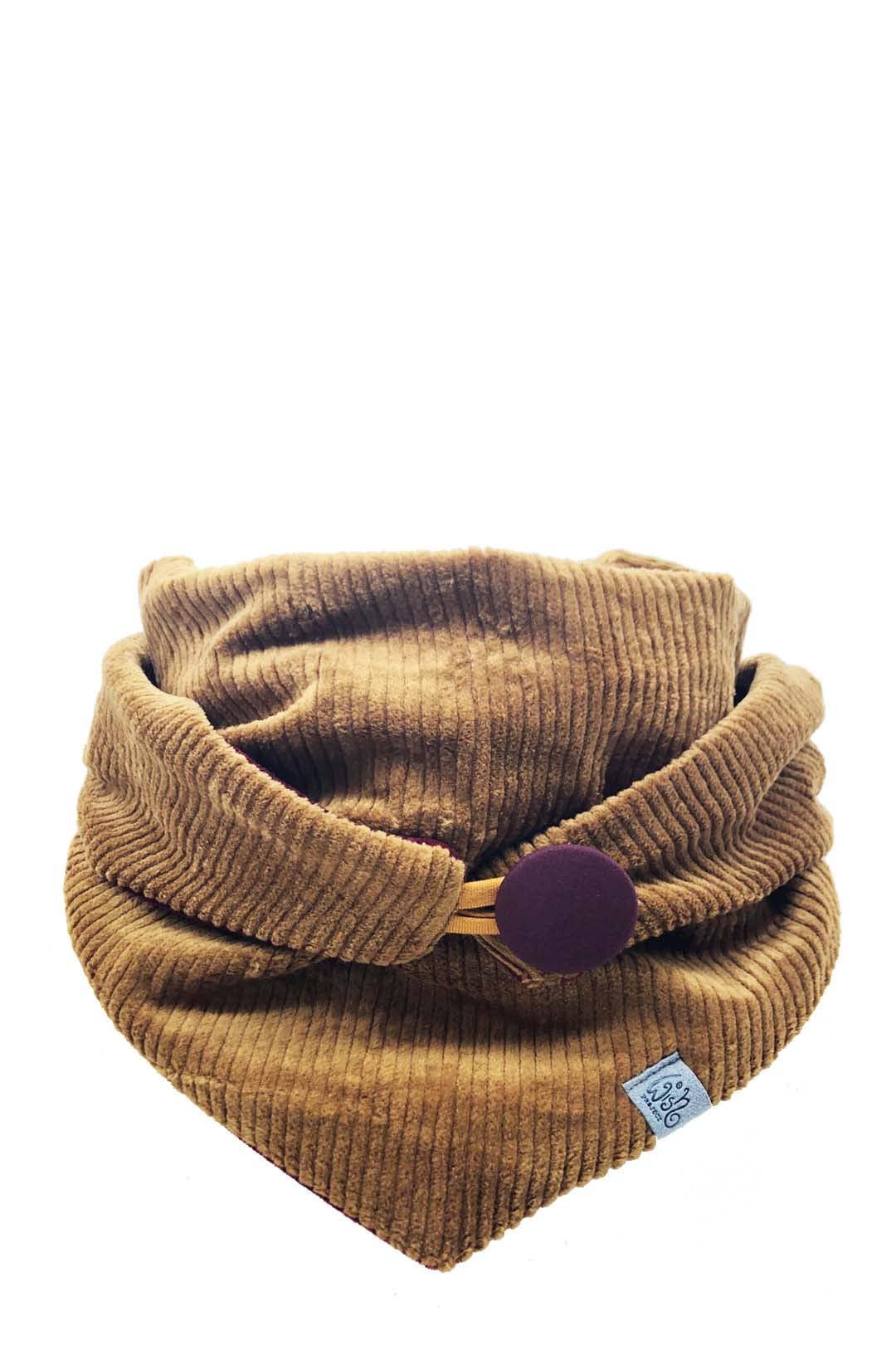 Wishproject - Wholesale Scarf - Women's - Triangular scarf | corduroy | cognac & burgundy1
