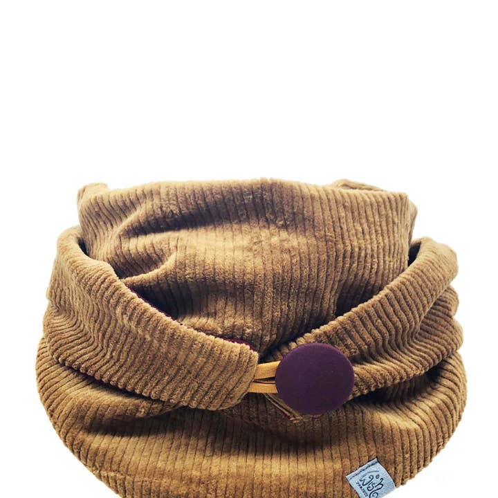 Wishproject - Wholesale Scarf - Women's - Triangular scarf | corduroy | cognac & burgundy1