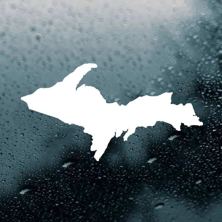 White Upper Peninsula Michigan Vinyl Decal Die Cut Sticker for wholesale by Minglewood Trading