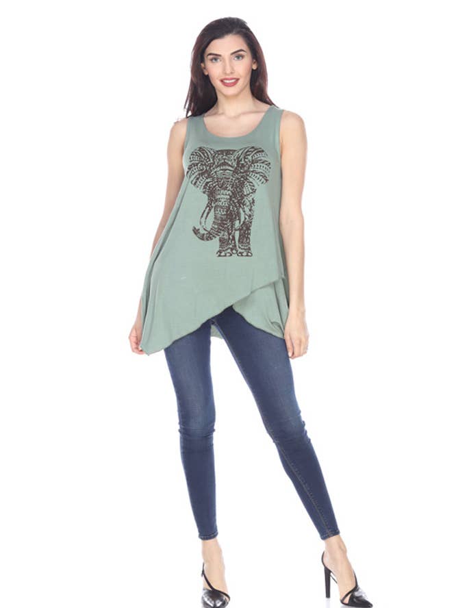 Bomuldsbluse med elefantprint RS1703 for engroshandel hos Rising International Inc