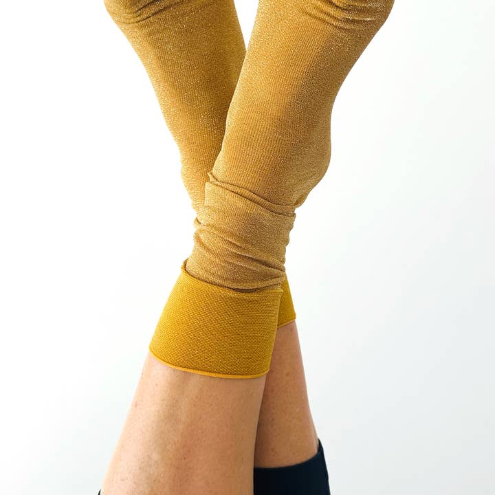 Glitterstrumpa senapsgul för wholesale av sockette